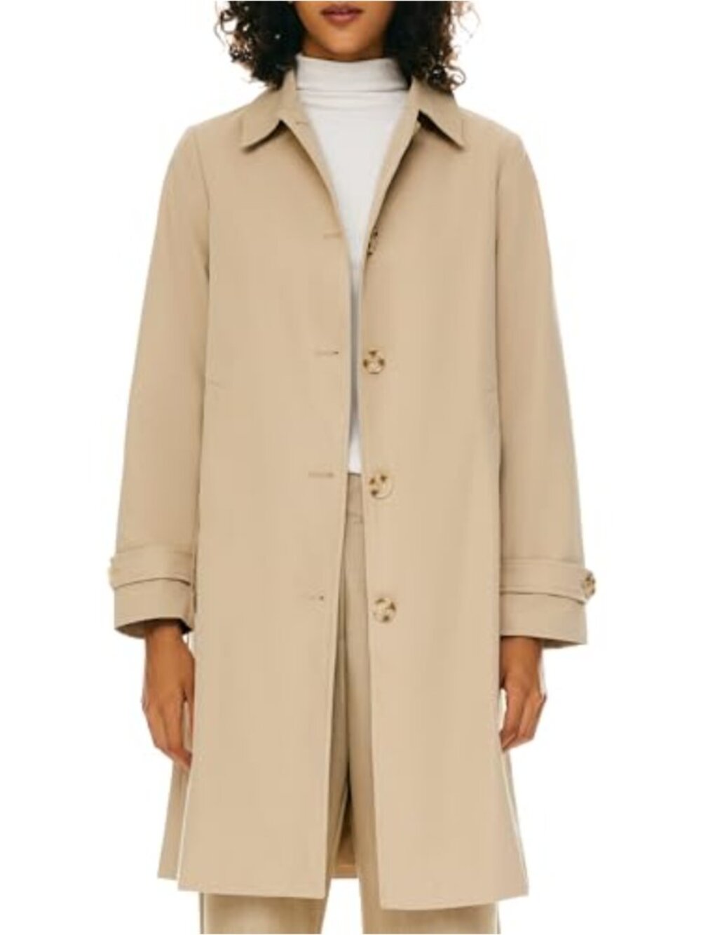 Women's Single Breasted Trench Coat Mid Long Lapel Windproof Slim Outerwear